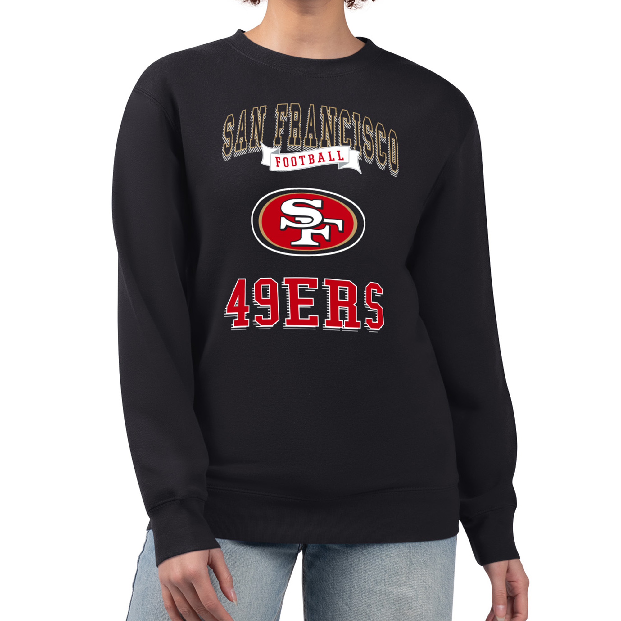 Women's G-III 4Her by Carl Banks Black San Francisco 49ers Team Logo Graphic Tri-Blend Pullover Sweatshirt