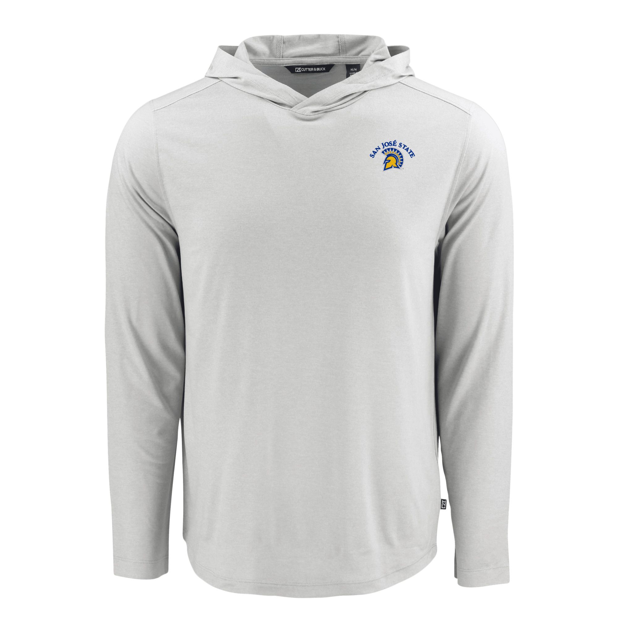 Men's Cutter & Buck Gray San Jose State Spartans Coastline Epic Comfort Eco Recycled Long Sleeve Hoodie T-Shirt - Image 3
