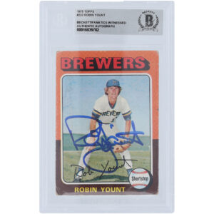 Robin Yount Milwaukee Brewers Autographed 1975 Topps #223 Beckett Fanatics Witnessed Authenticated Rookie Card
