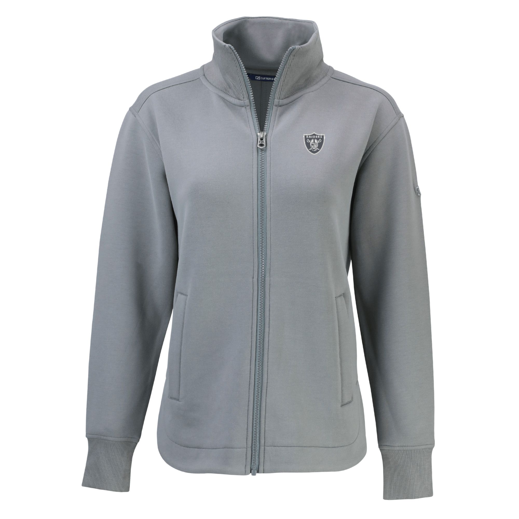 Women's Cutter & Buck Gray Las Vegas Raiders Roam Eco Full-Zip Tri-Blend Recycled Jacket - Image 3