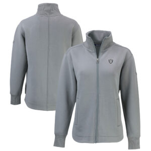 Women's Cutter & Buck Gray Las Vegas Raiders Roam Eco Full-Zip Tri-Blend Recycled Jacket