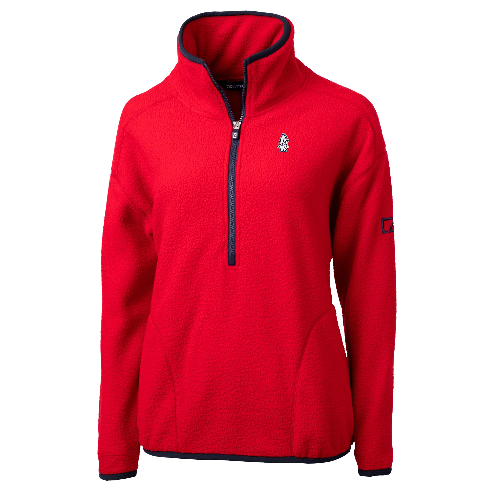 Women's Cutter & Buck Red Chicago Cubs Cooperstown Collection Cascade Eco Sherpa Fleece Half-Zip Pullover Jacket - Image 6