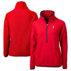 Women's Cutter & Buck Red Chicago Cubs Cooperstown Collection Cascade Eco Sherpa Fleece Half-Zip Pullover Jacket