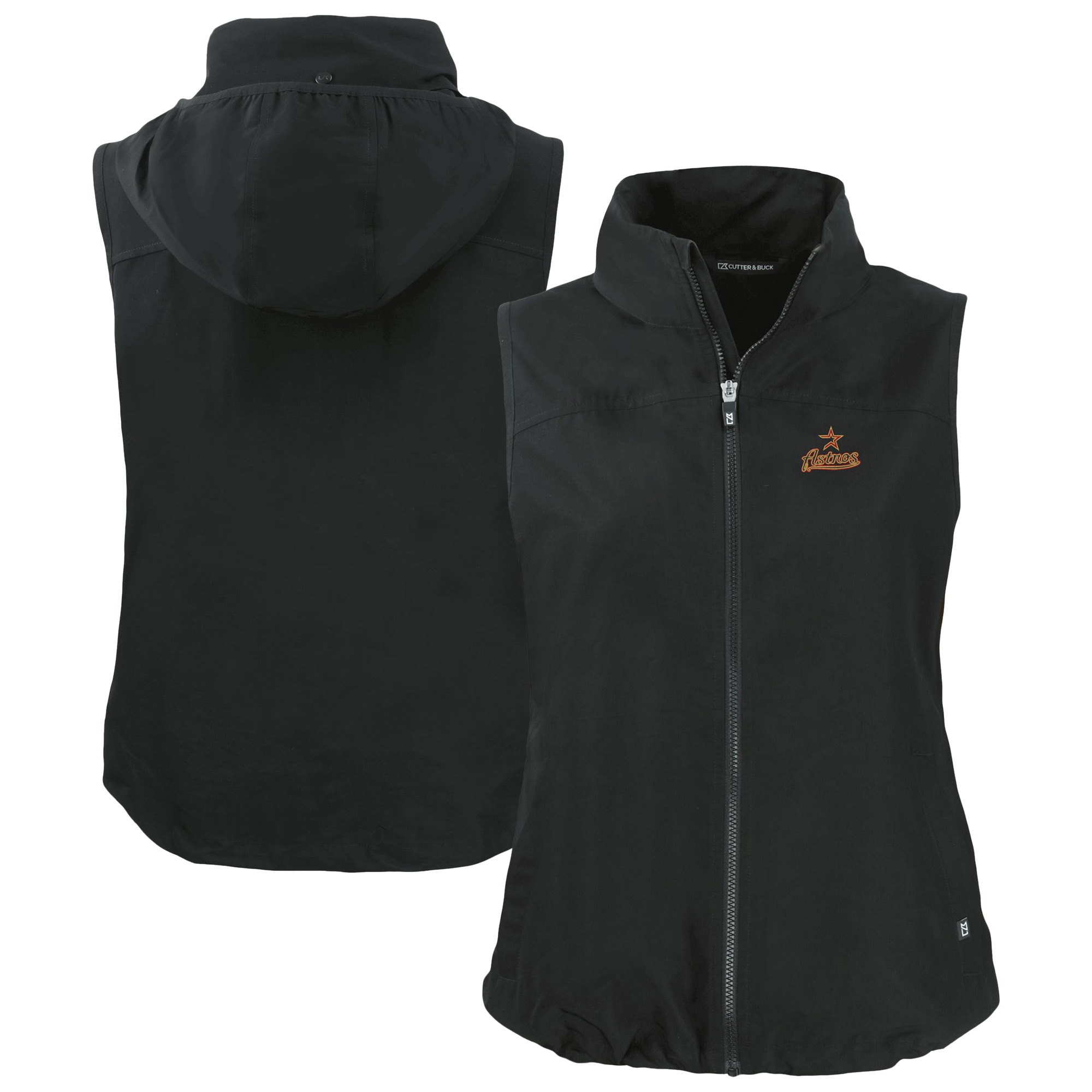 Women's Cutter & Buck Black Houston Astros Charter Eco Recycled Full-Zip Vest