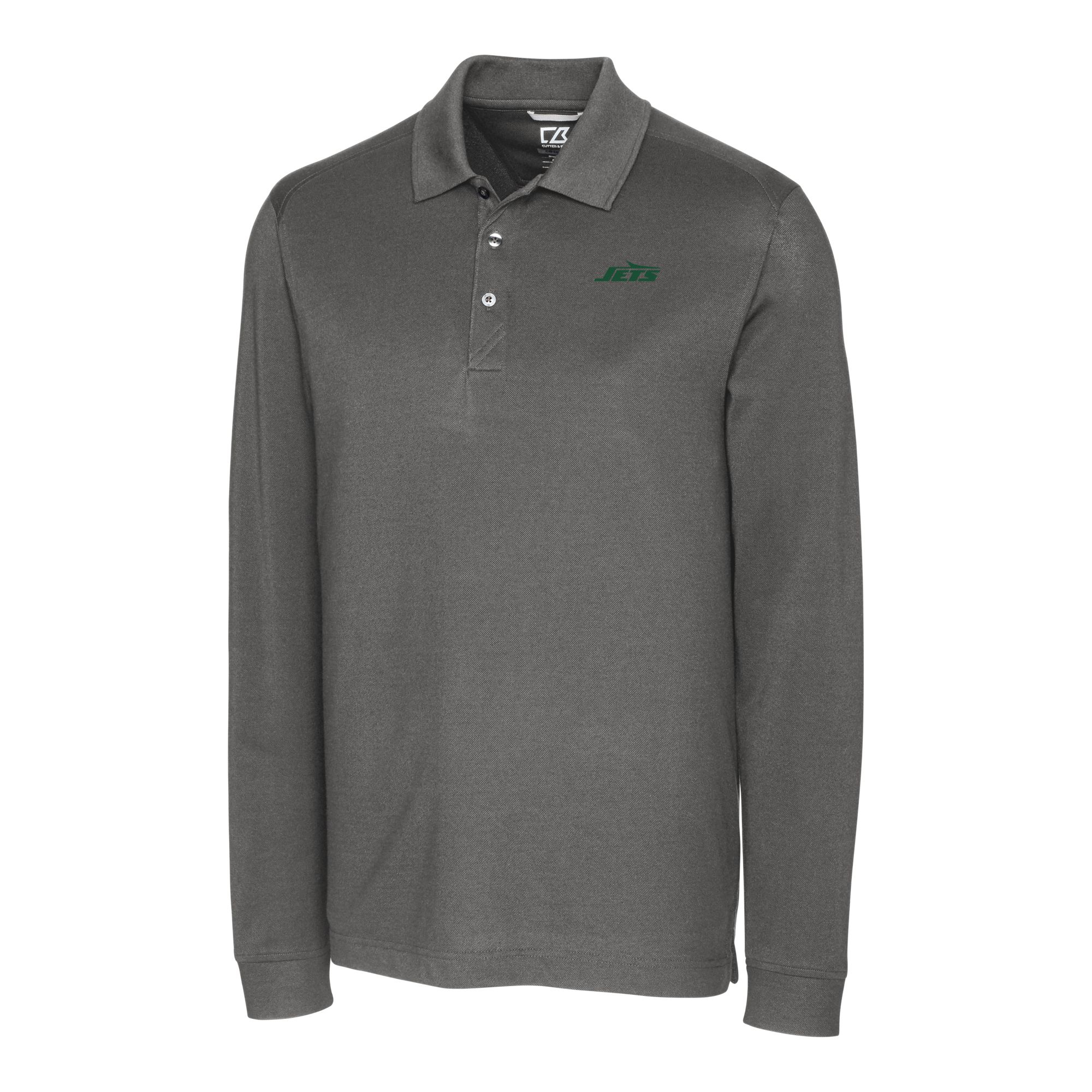 Men's Cutter & Buck Gray New York Jets Big & Tall Primary Logo DryTec Advantage Tri-Blend Pique Long Sleeve Polo - Image 3