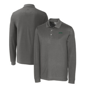 Men's Cutter & Buck Gray New York Jets Big & Tall Primary Logo DryTec Advantage Tri-Blend Pique Long Sleeve Polo