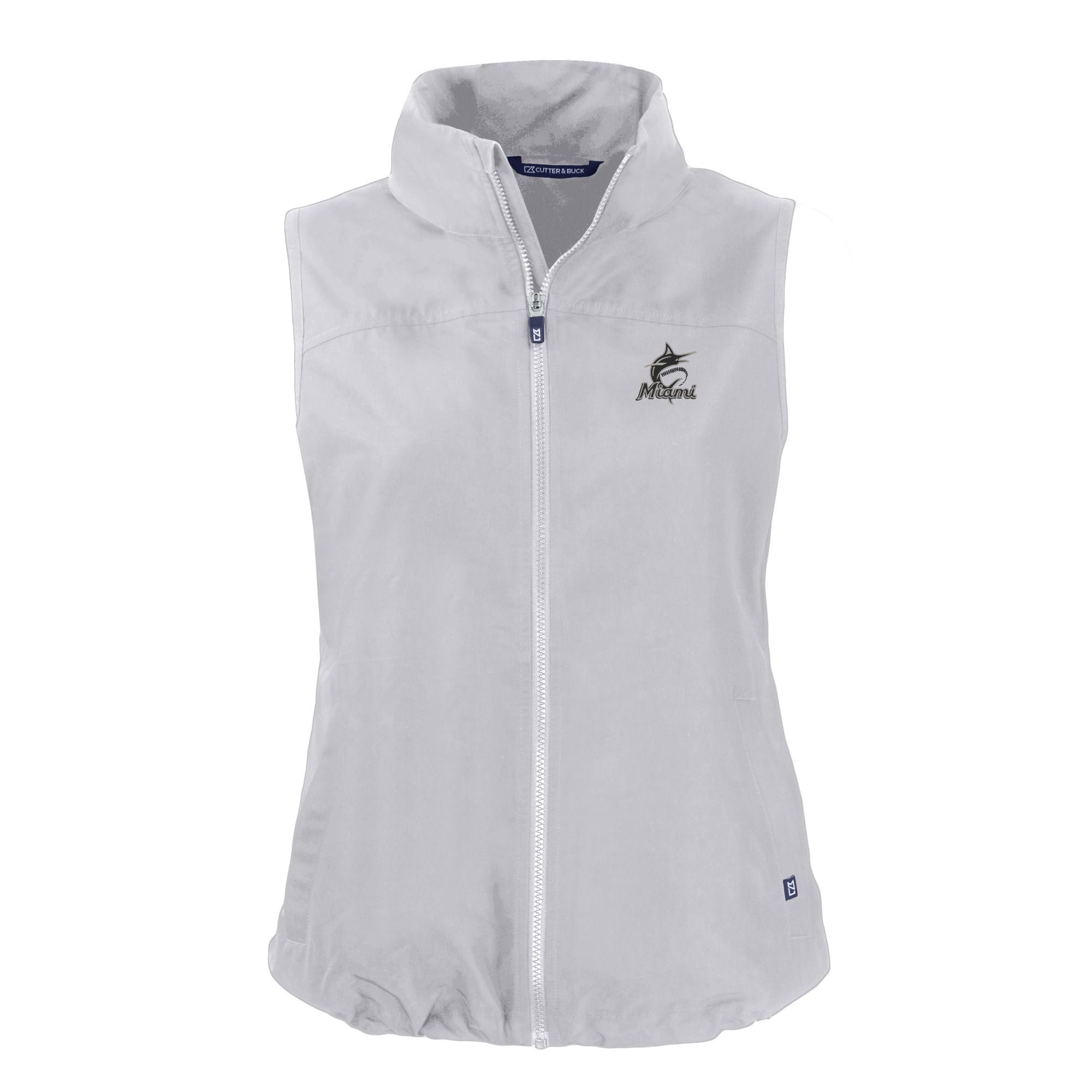 Women's Cutter & Buck Gray Miami Marlins Charter Eco Recycled Full-Zip Vest - Image 6