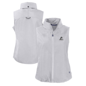 Women's Cutter & Buck Gray Miami Marlins Charter Eco Recycled Full-Zip Vest