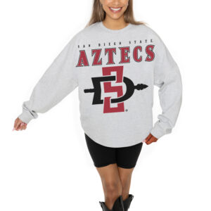 Women's Gameday Couture Ash San Diego State Aztecs Big Goals Relaxed Fit French Terry Pullover Sweatshirt