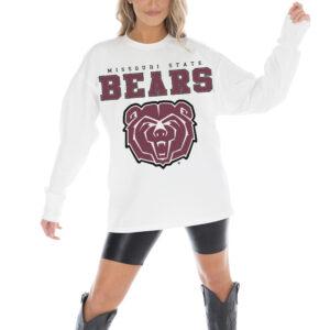 Women's Gameday Couture White Missouri State University Bears Big Goals Oversized Long Sleeve T-Shirt