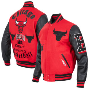 Men's Pro Standard Red Chicago Bulls Old English Full-Zip Varsity Jacket