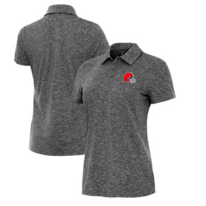 Women's Antigua Heather Black Cleveland Browns Matter Polo
