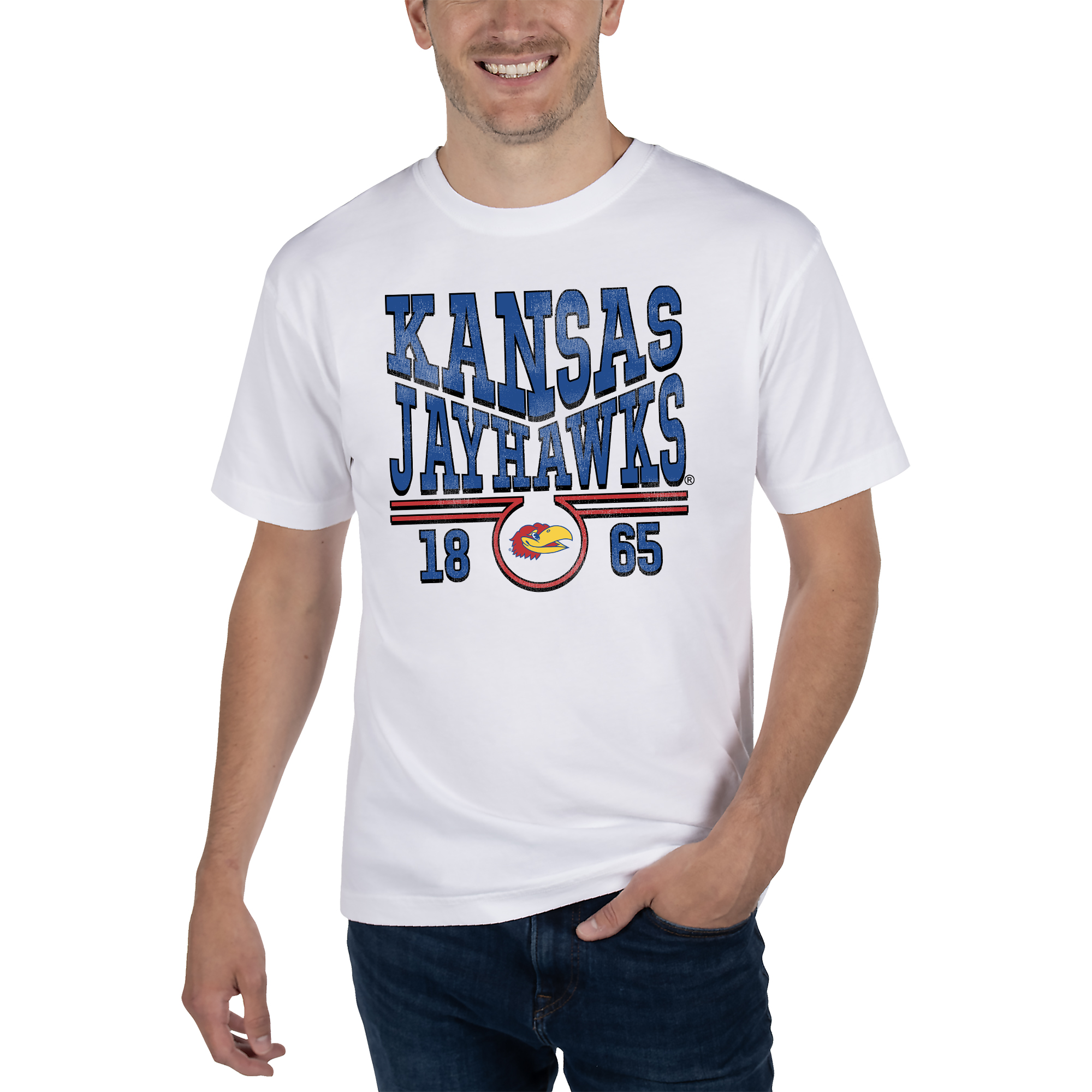 Unisex Uscape Apparel White Kansas Jayhawks Garment Dyed T-Shirt