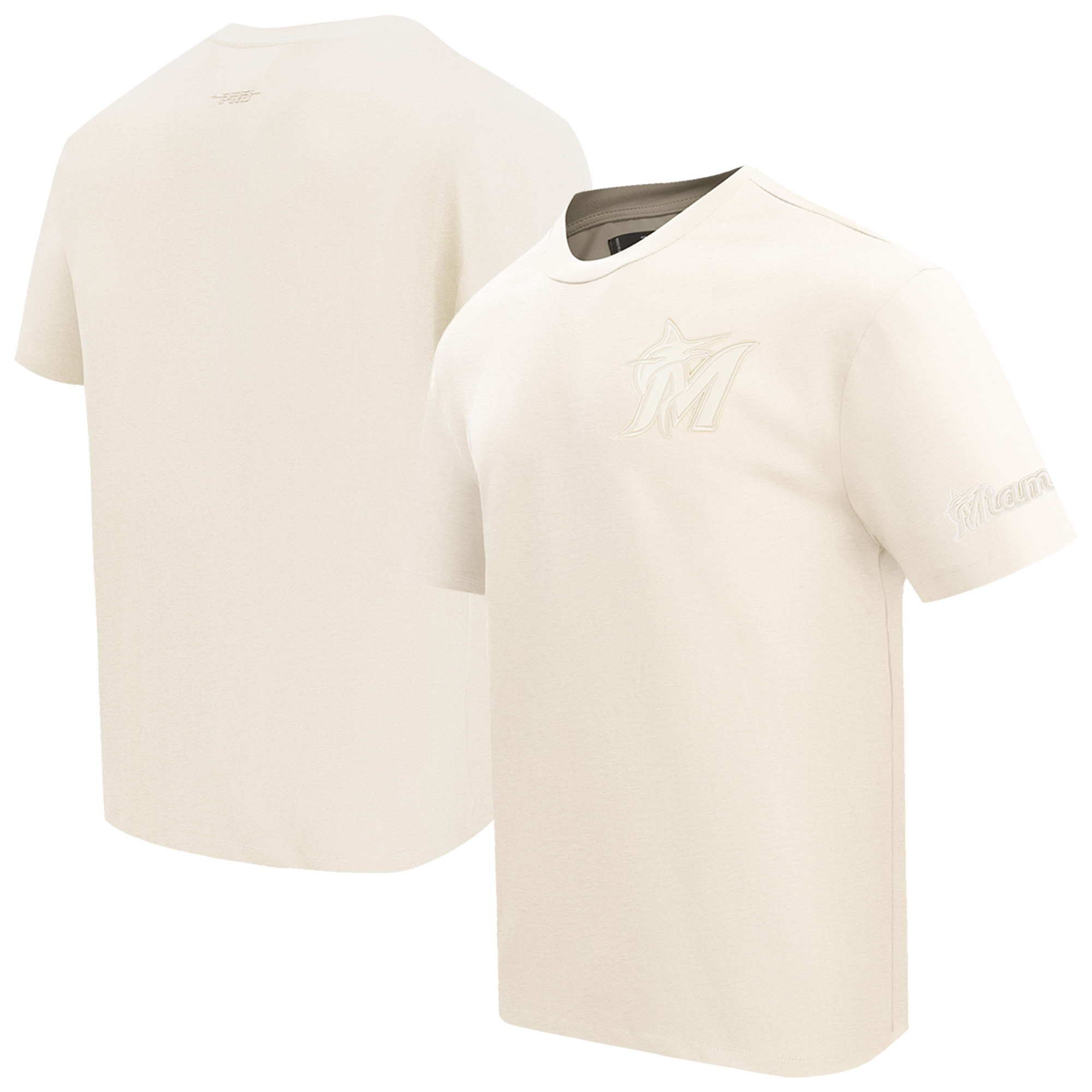 Men's Pro Standard Cream Miami Marlins Drop Shoulder T-Shirt