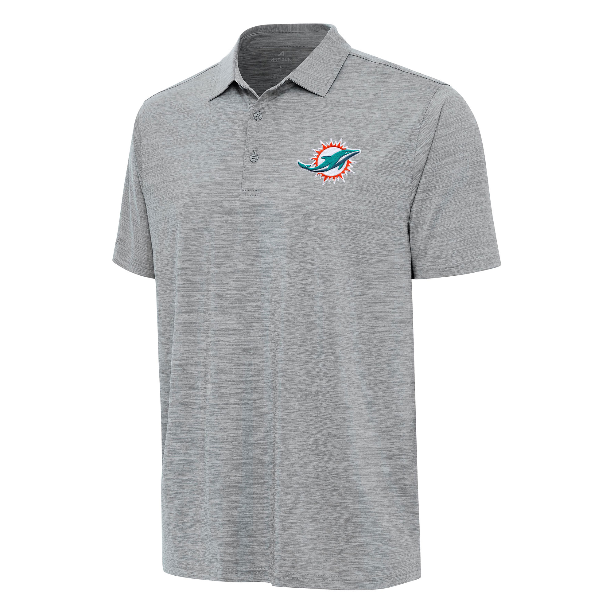 Men's Antigua Heather Gray Miami Dolphins Layout Polo