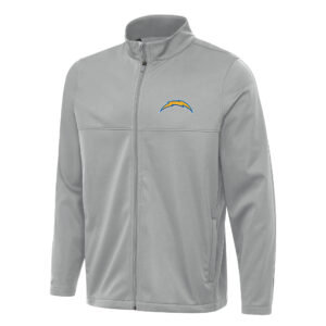 Men's Antigua Gray Los Angeles Chargers  Links 2 Full-Zip Golf Jacket