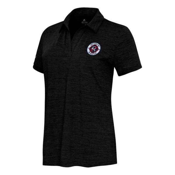 Women's Antigua Heather Black New England Revolution Layout V-Neck Polo
