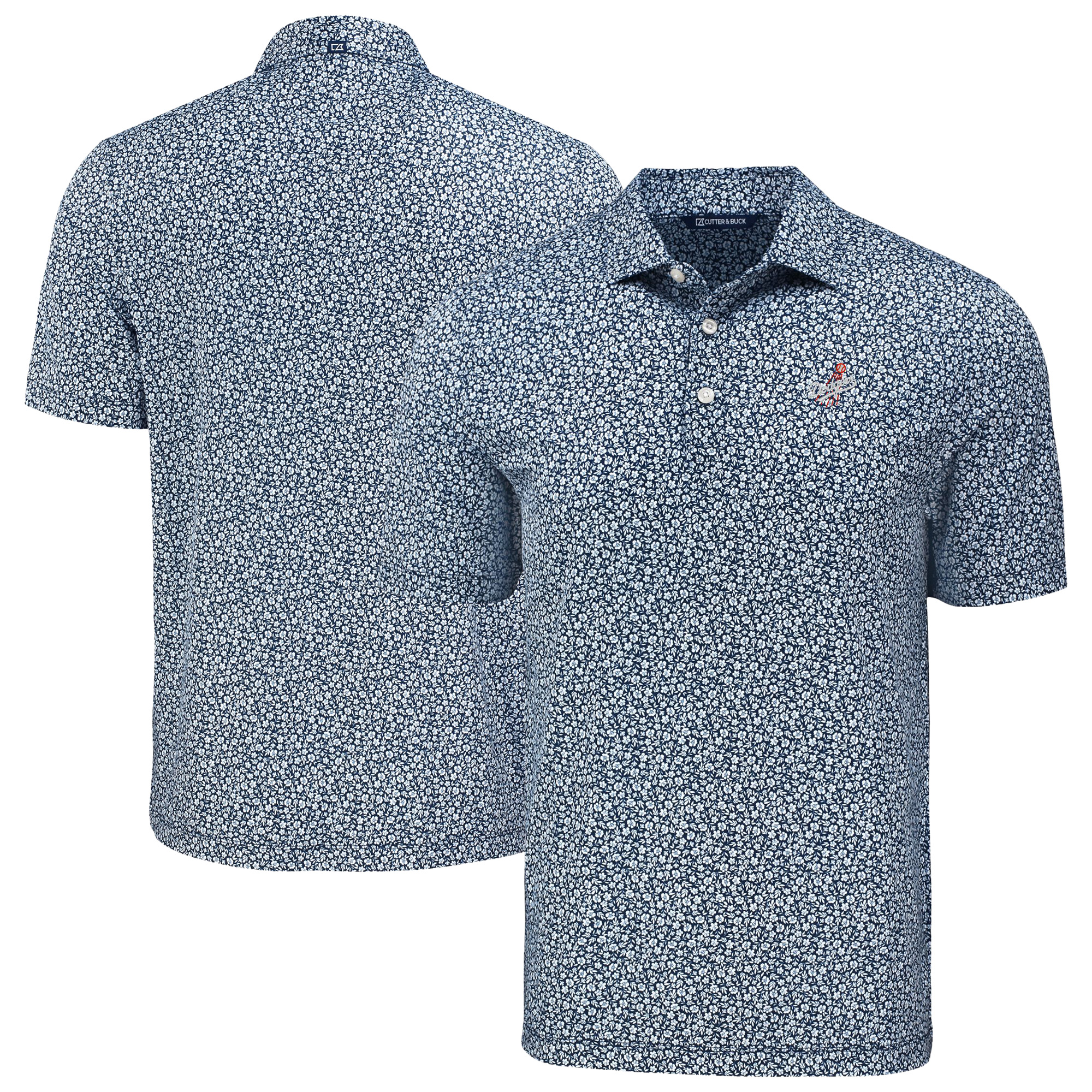 Men's Cutter & Buck Navy Los Angeles Dodgers Pike Eco Flora Print Recycled Polo