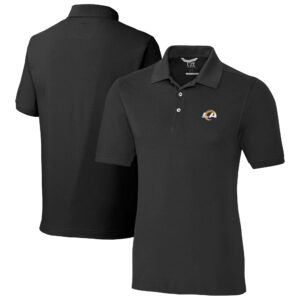 Men's Cutter & Buck Black Los Angeles Rams Big & Tall Advantage Eco Pique DryTec Tri-Blend Polo