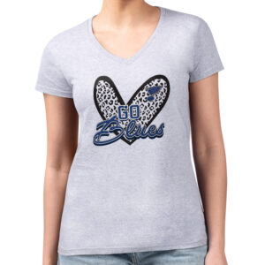 Women's G-III 4Her by Carl Banks Heather Gray St. Louis Blues Animal Print Heart Fitted V-Neck T-Shirt