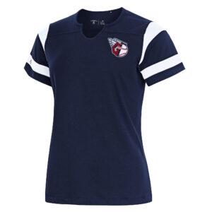 Women's Antigua Navy Cleveland Guardians Encounter Notch Neck Top