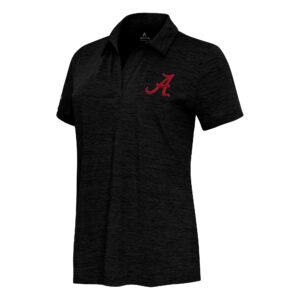 Women's  Antigua Heather Black Alabama Crimson Tide Layout V-Neck Polo