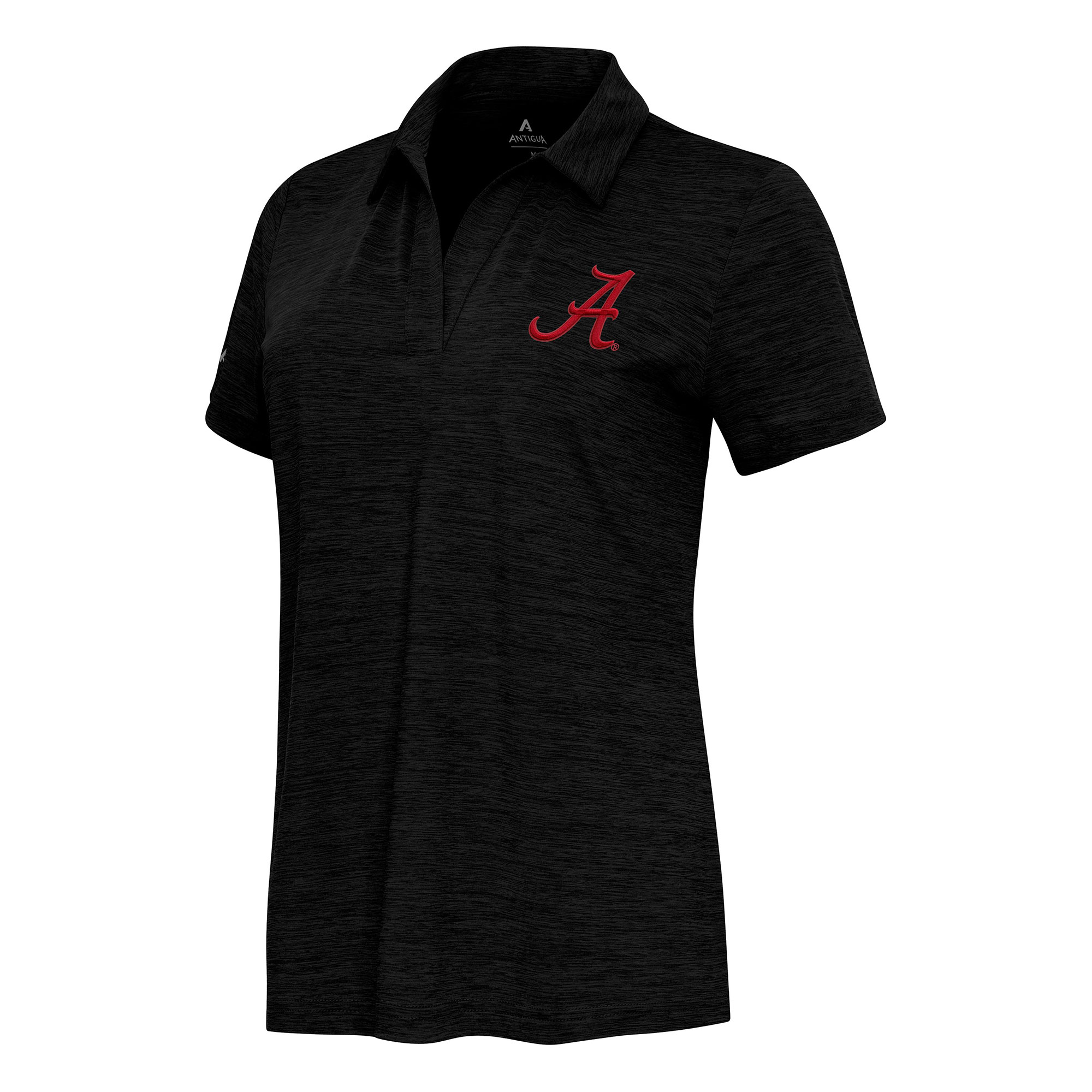 Women's Antigua Heather Black Alabama Crimson Tide Layout V-Neck Polo
