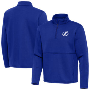 Men's Antigua Blue Tampa Bay Lightning Twist Quarter-Zip Pullover Jacket