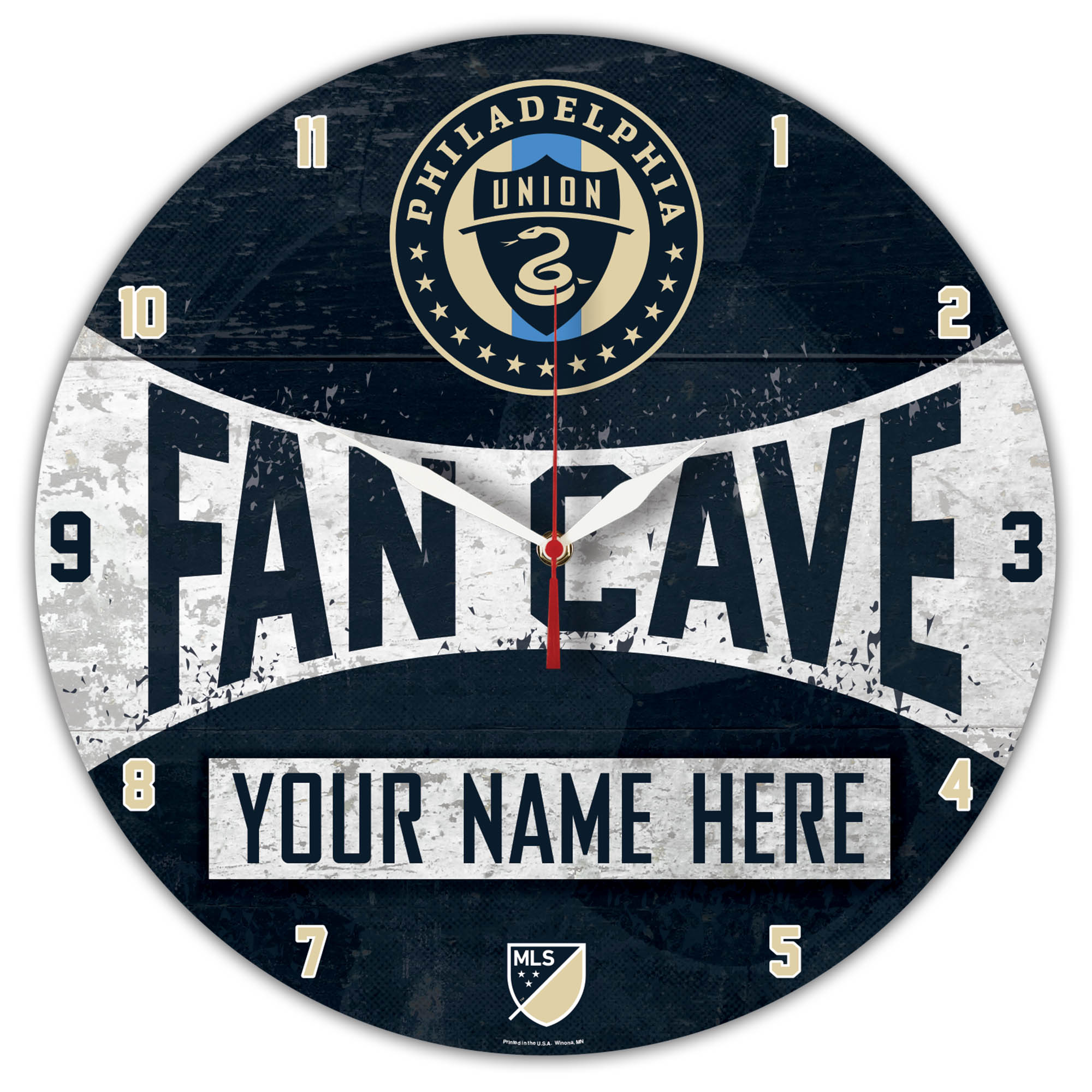 WinCraft Philadelphia Union Personalized 14'' Round Wall Clock