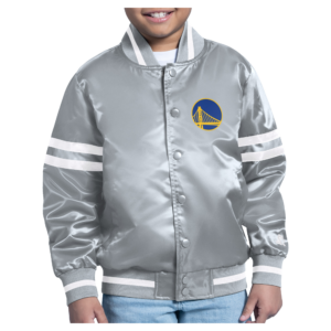 Youth Starter Gray Golden State Warriors City Team Logo Varsity Full-Snap Jacket