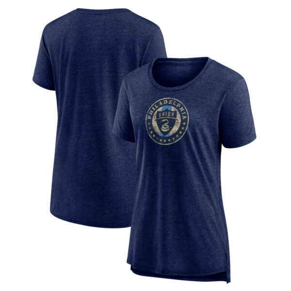 Women's Heather Navy Philadelphia Union Distressed Vintage Primary Tri-Blend T-Shirt
