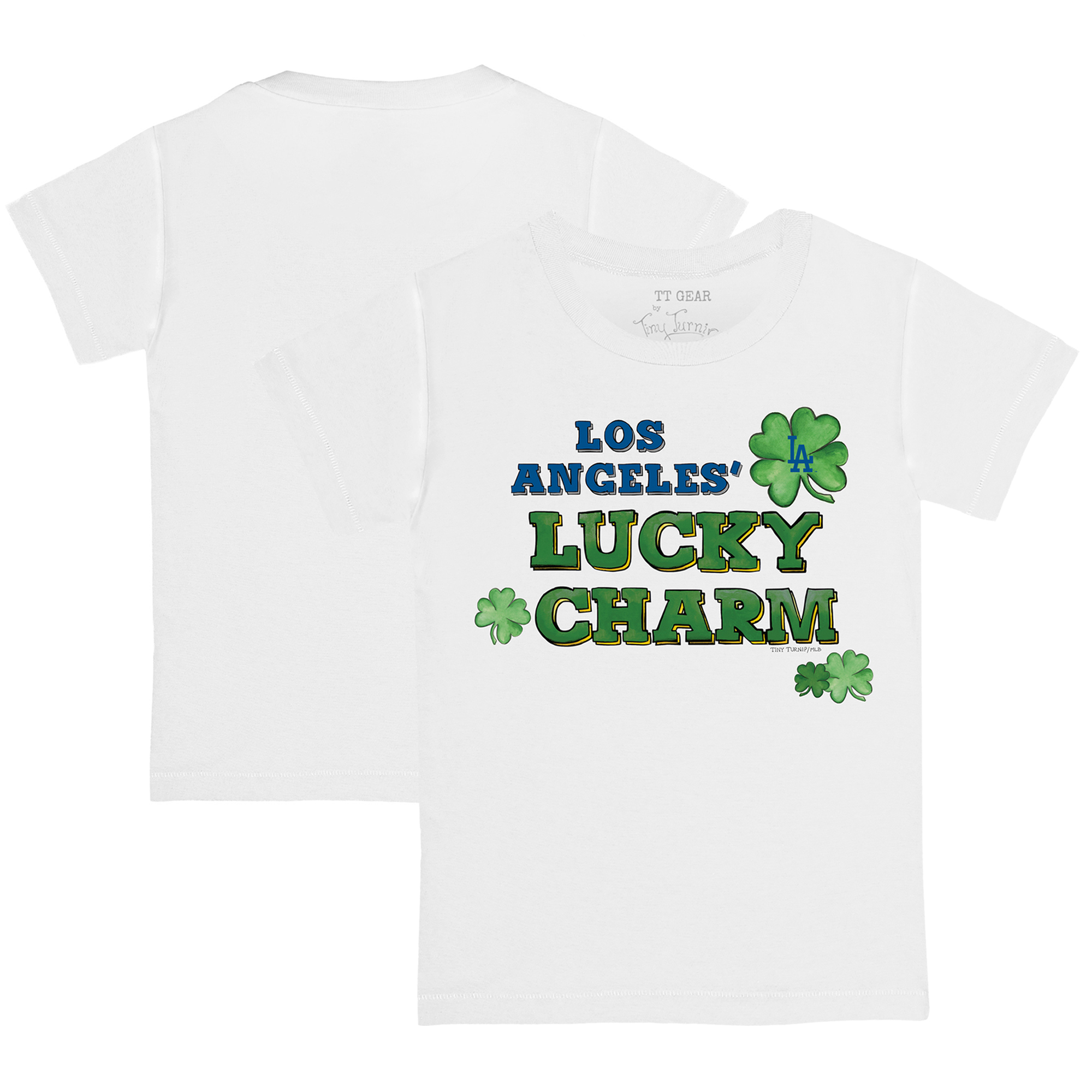 Toddler Tiny Turnip White Los Angeles Dodgers Lucky Charm T-Shirt