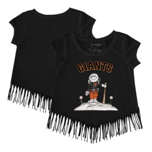 Girls Youth Tiny Turnip Black San Francisco Giants Astronaut Fringe T-Shirt