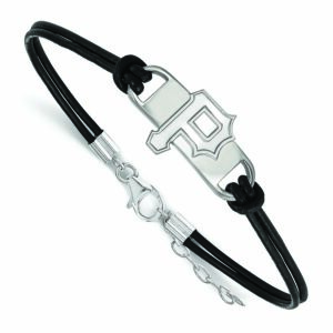 Women's Pittsburgh Pirates Sterling Silver Small Center Leather Bracelet