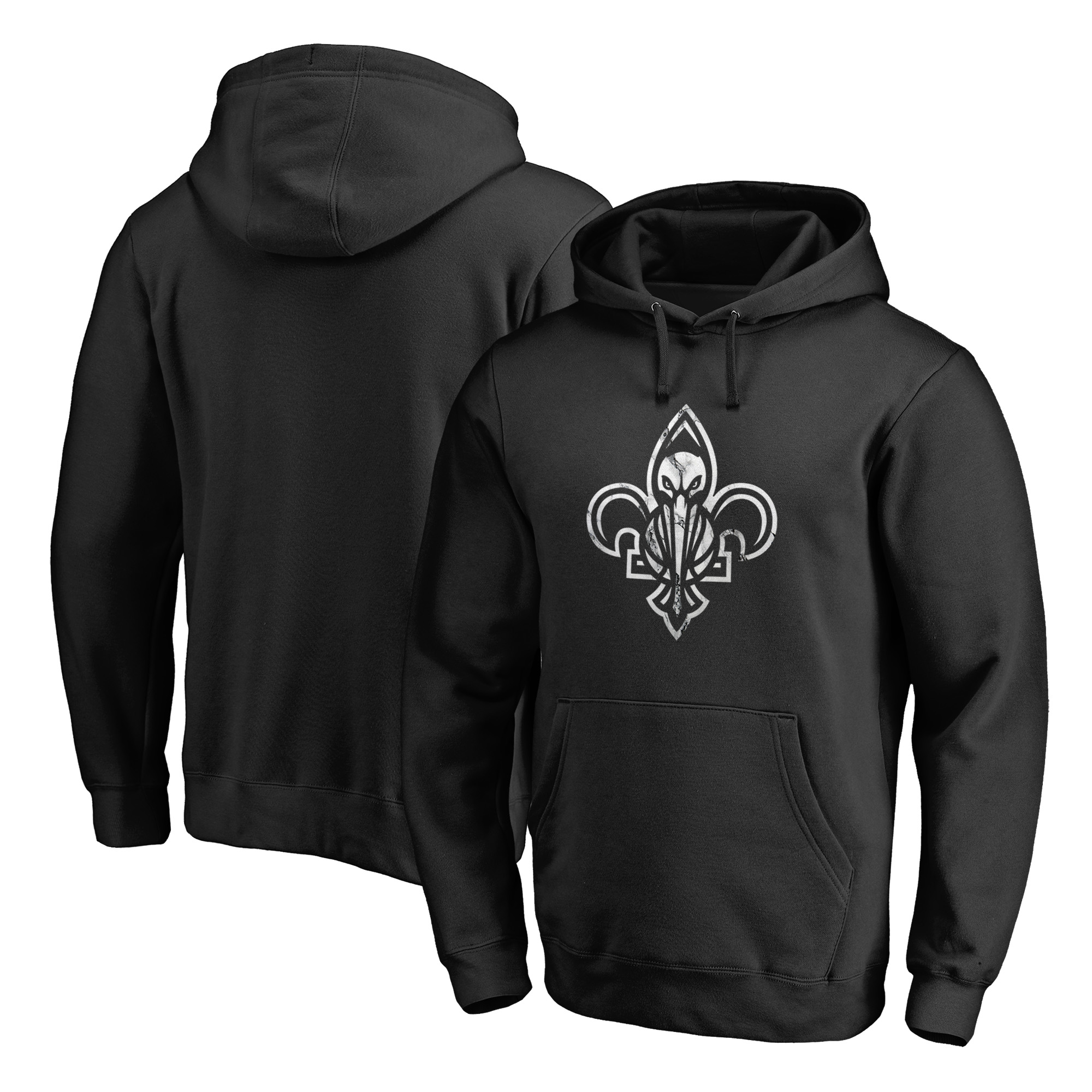 Men's Black New Orleans Pelicans Marble Logo Pullover Hoodie - Image 2