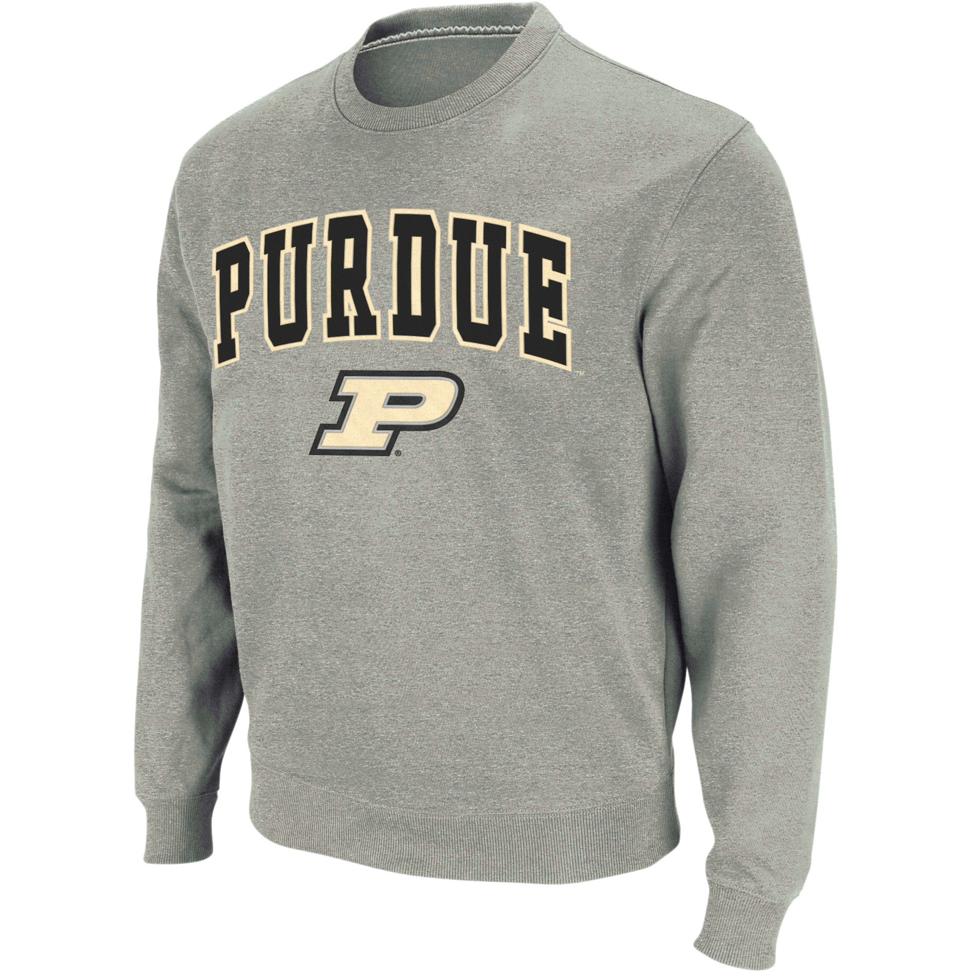 Men's Colosseum Heather Gray Purdue Boilermakers Arch & Logo Crew Neck Sweatshirt - Image 7