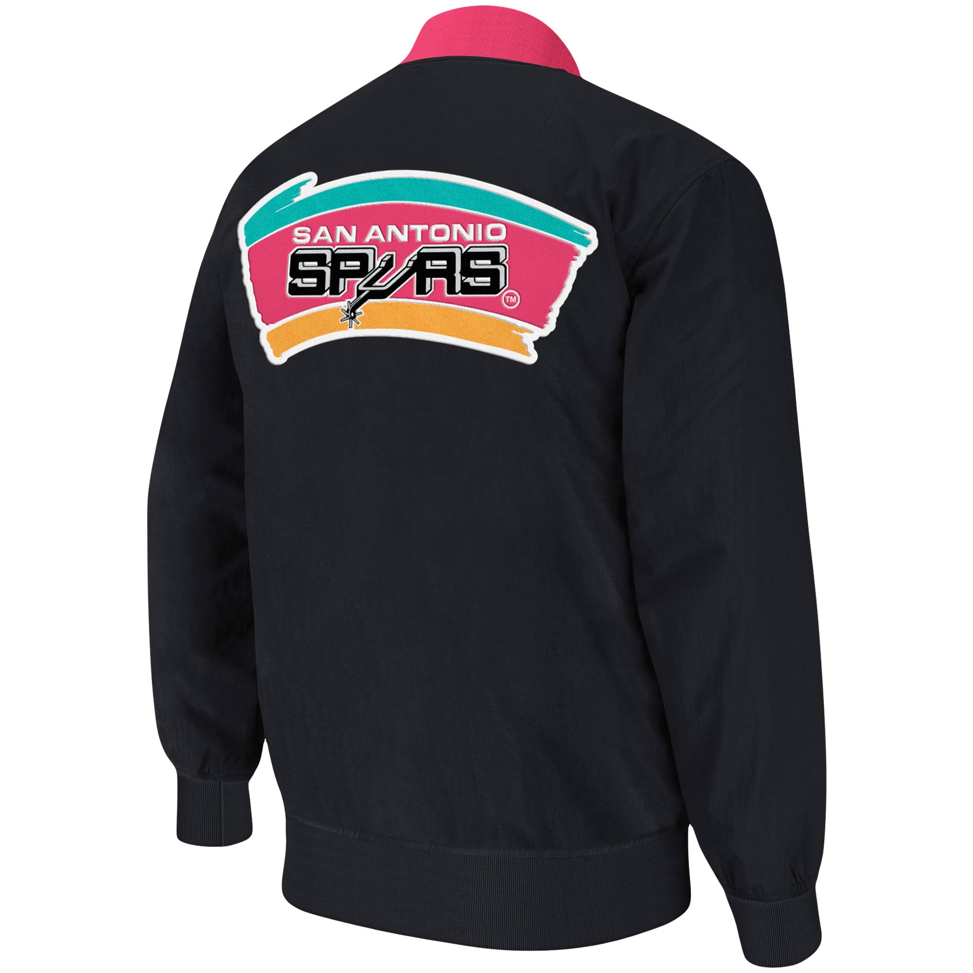 Men's Mitchell & Ness Black San Antonio Spurs Hardwood Classics Authentic Warm-Up Full-Snap Jacket - Image 7