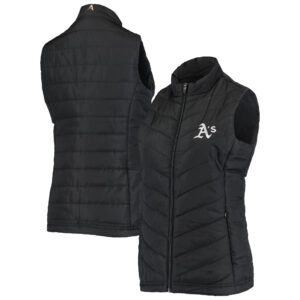 Women's Antigua Black Athletics Atlantic Full-Zip Vest
