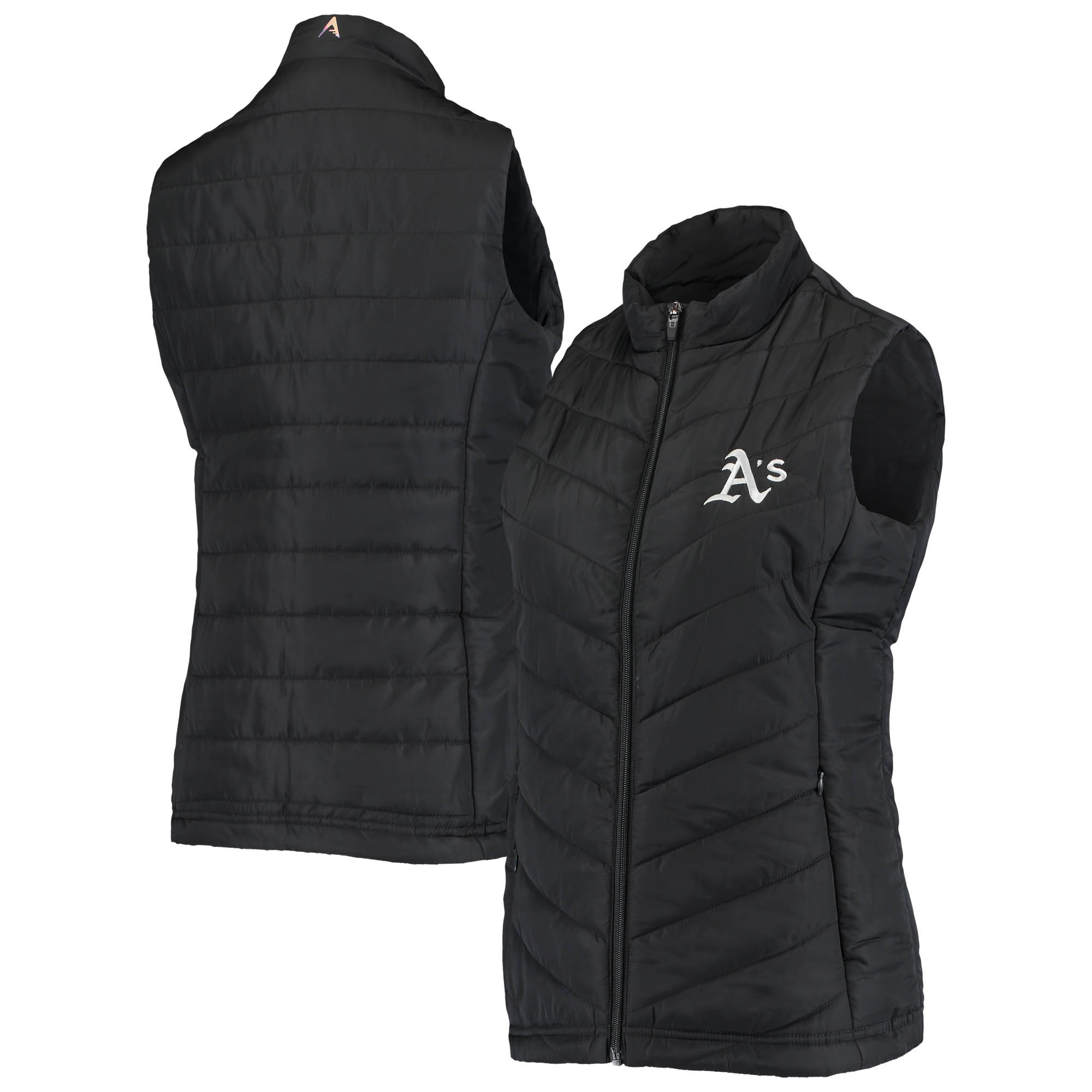 Women's Antigua Black Athletics Atlantic Full-Zip Vest