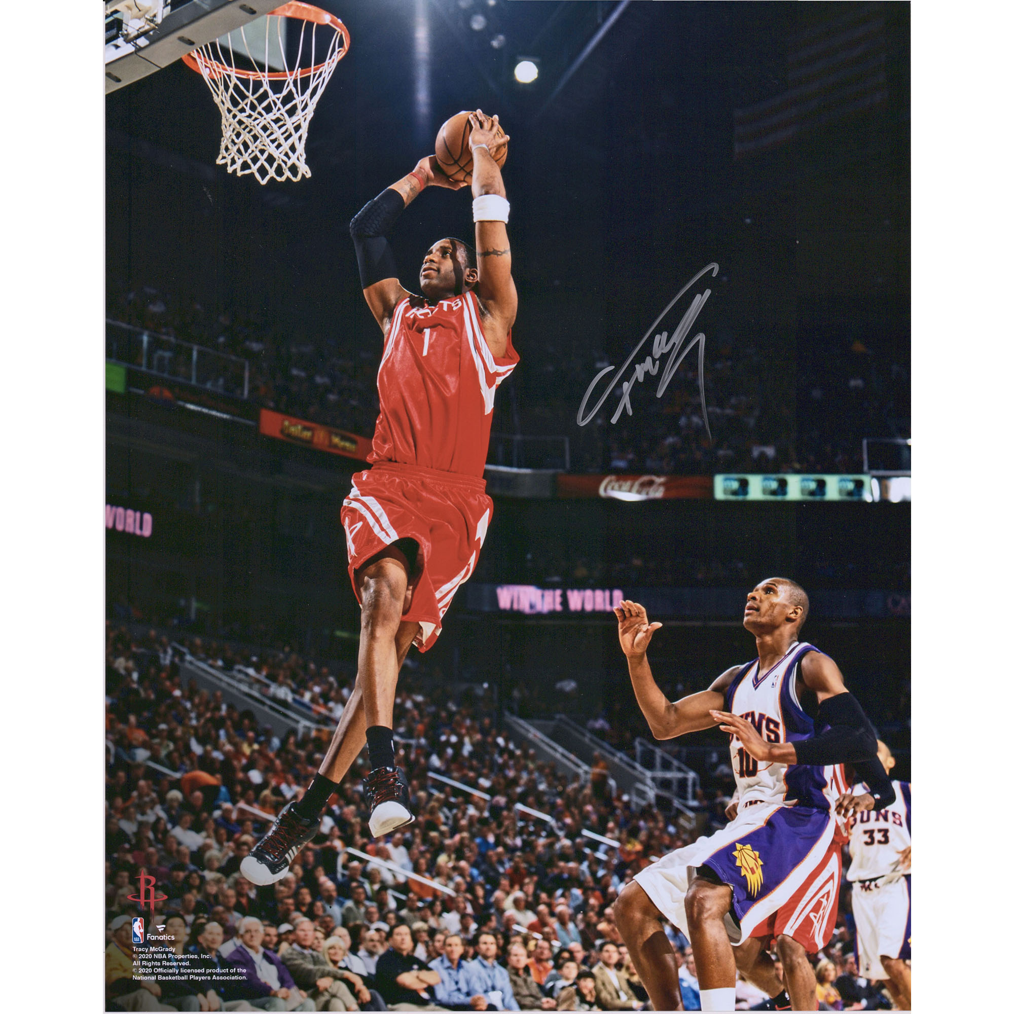 Tracy McGrady Houston Rockets Autographed 16" x 20" Two Handed Dunk vs. Phoenix Suns Photograph