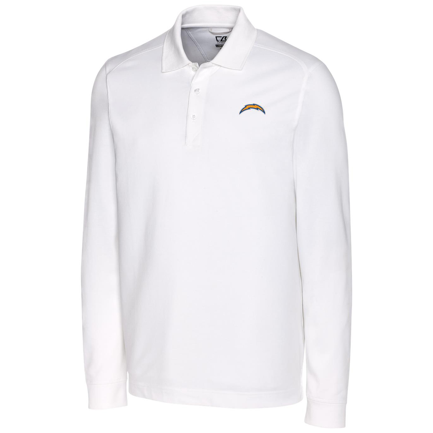 Men's Cutter & Buck White Los Angeles Chargers Big & Tall Advantage Long Sleeve Polo
