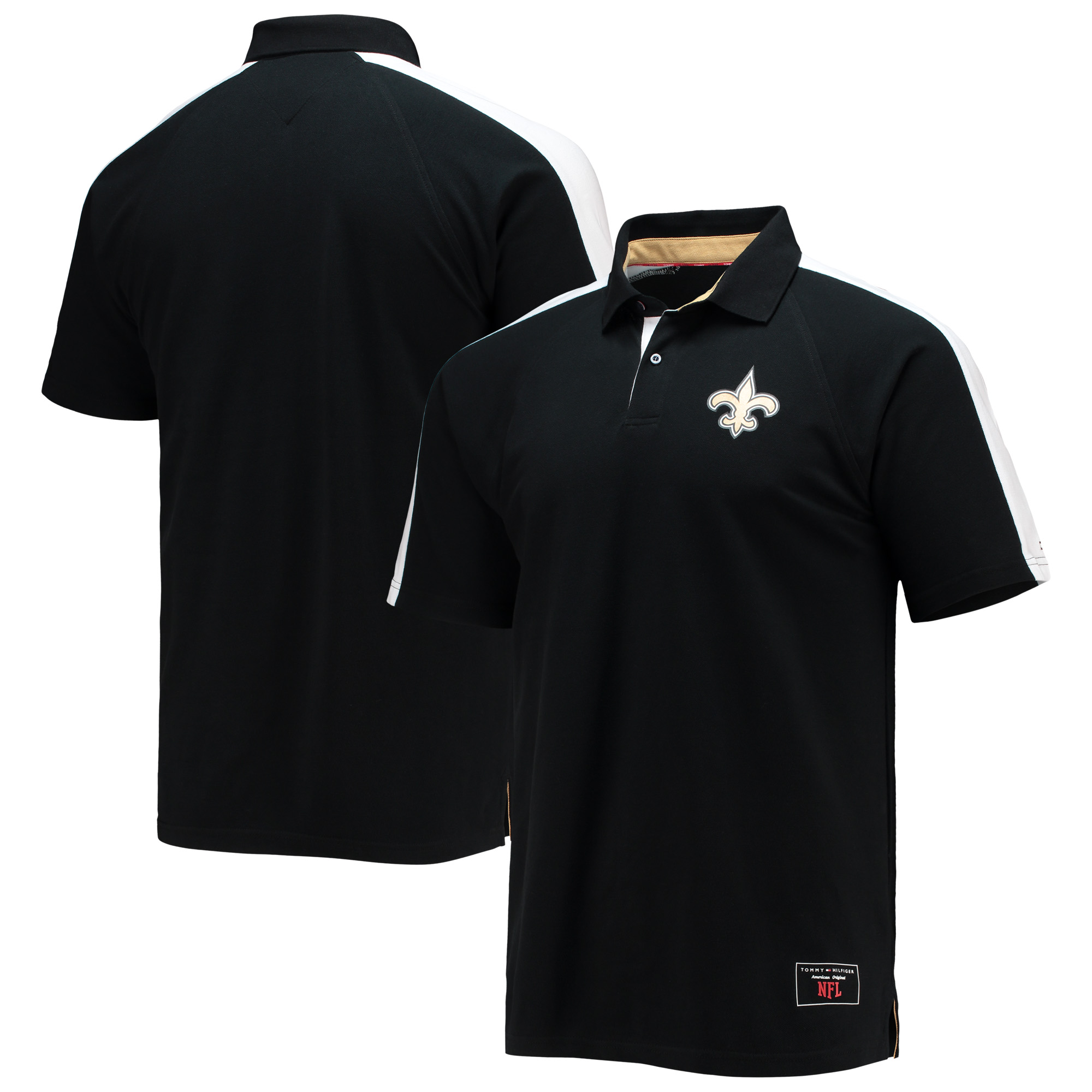 Men's Tommy Hilfiger Black/White New Orleans Saints Holden Raglan Polo - Image 2