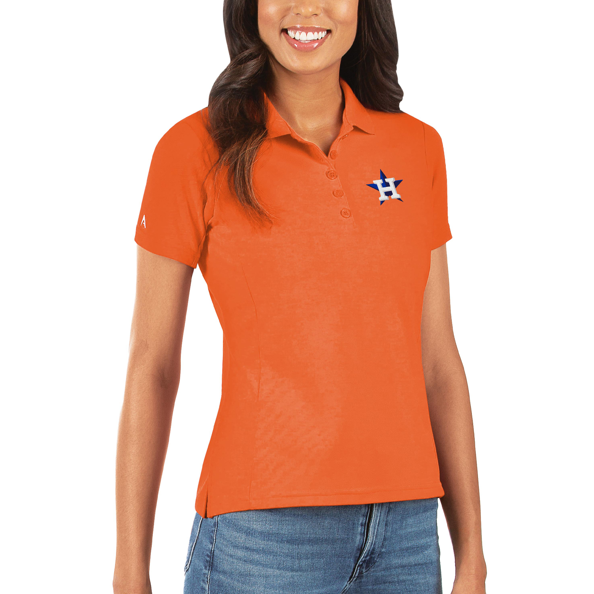 Women's Antigua Orange Houston Astros Legacy Pique Polo