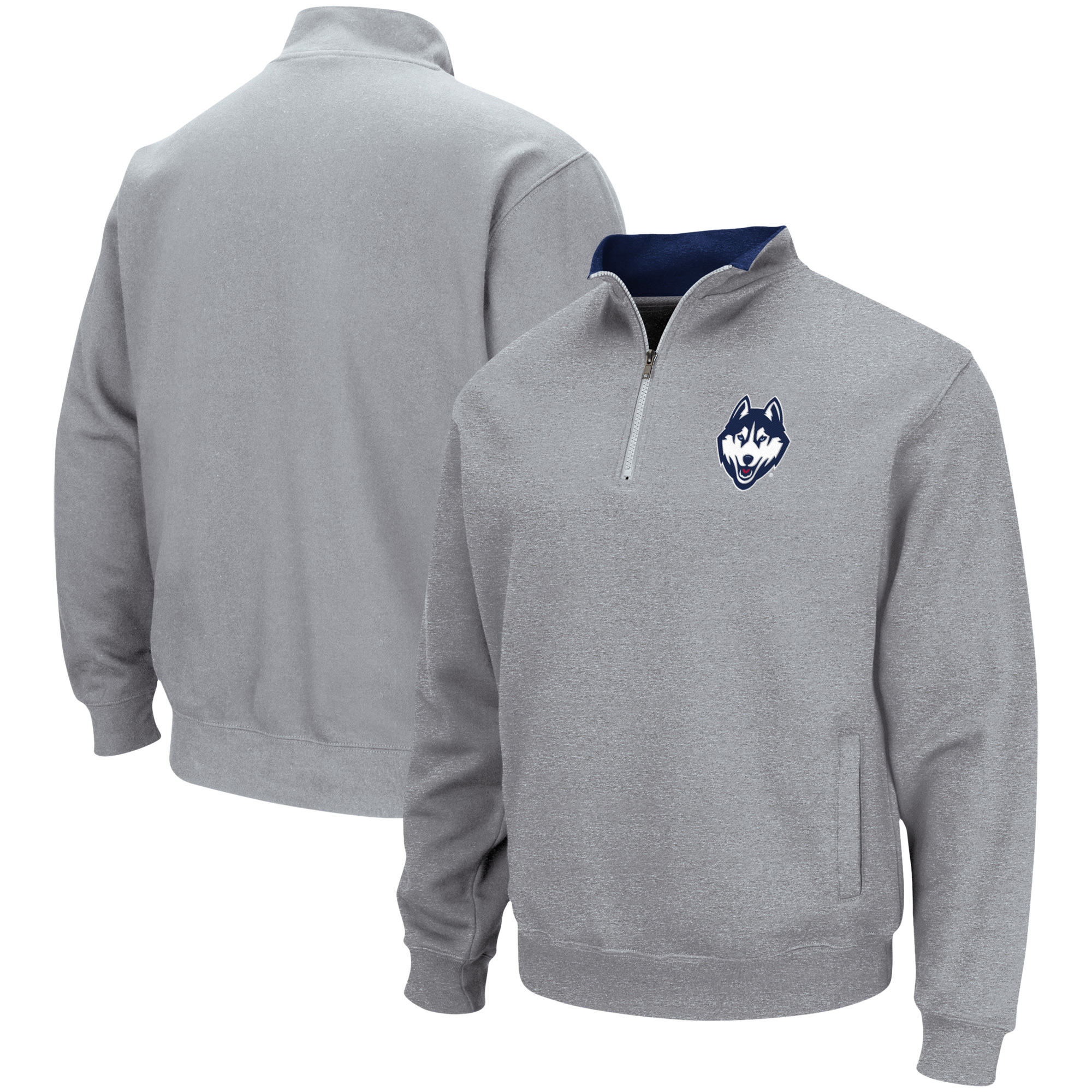 Men's Colosseum Heathered Gray UConn Huskies Tortugas Team Logo Quarter-Zip Jacket - Image 5