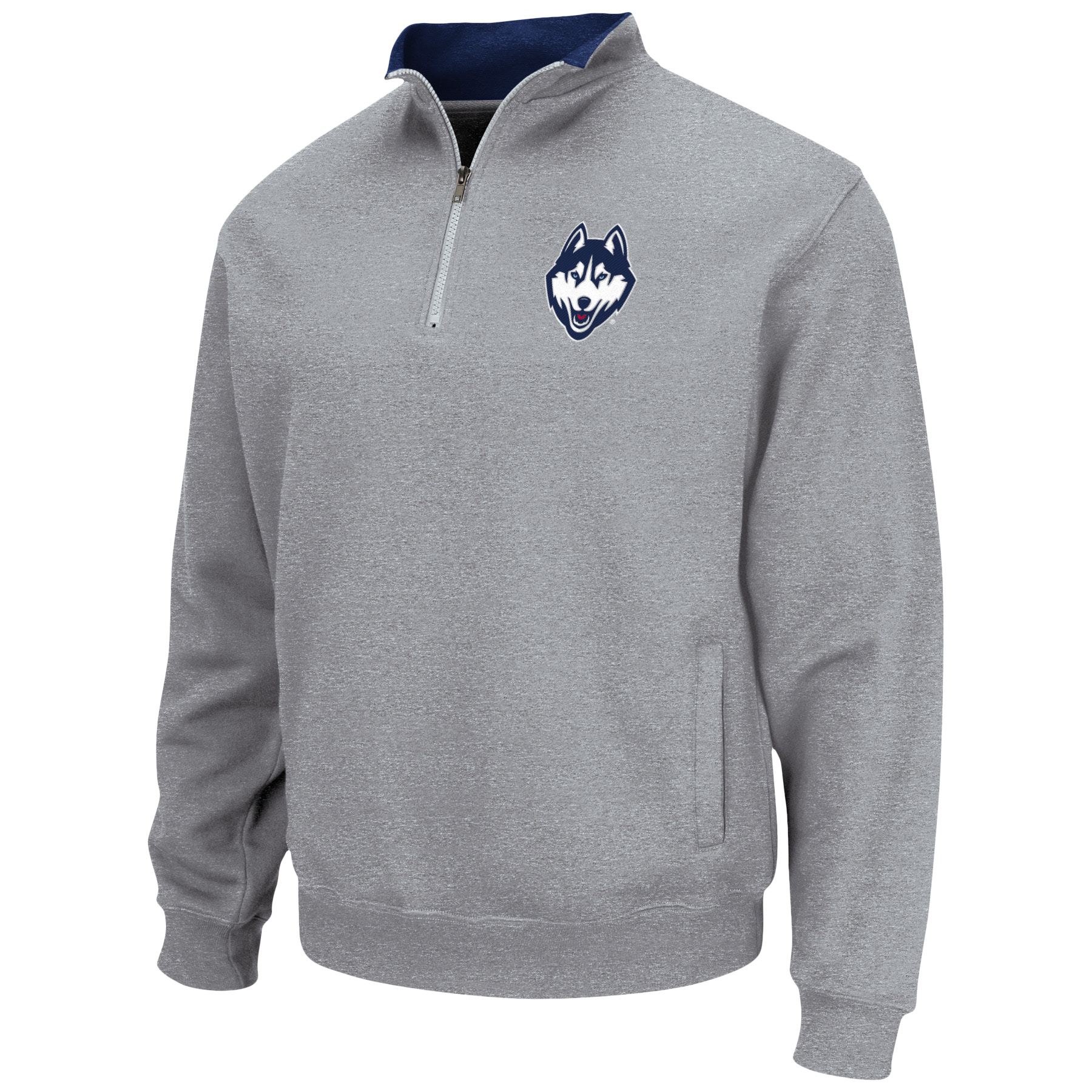Men's Colosseum Heathered Gray UConn Huskies Tortugas Team Logo Quarter-Zip Jacket - Image 6