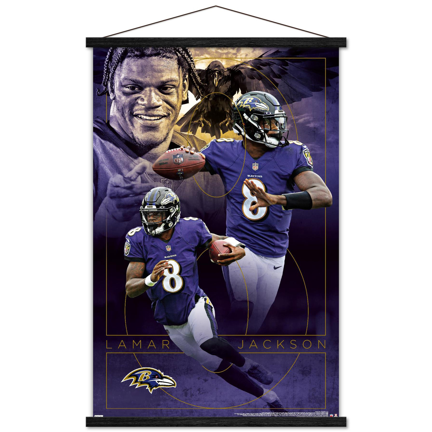 Lamar Jackson Baltimore Ravens 24'' x 34'' Magnetic Framed Players Only Poster