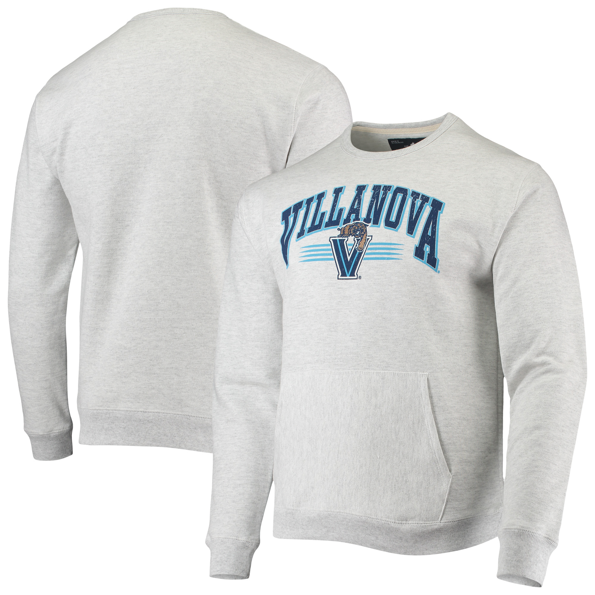 Men's League Collegiate Wear Heathered Gray Villanova Wildcats Upperclassman Pocket Pullover Sweatshirt - Image 6