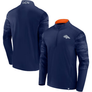 Men's Fanatics Navy Denver Broncos Ringer Quarter-Zip Jacket
