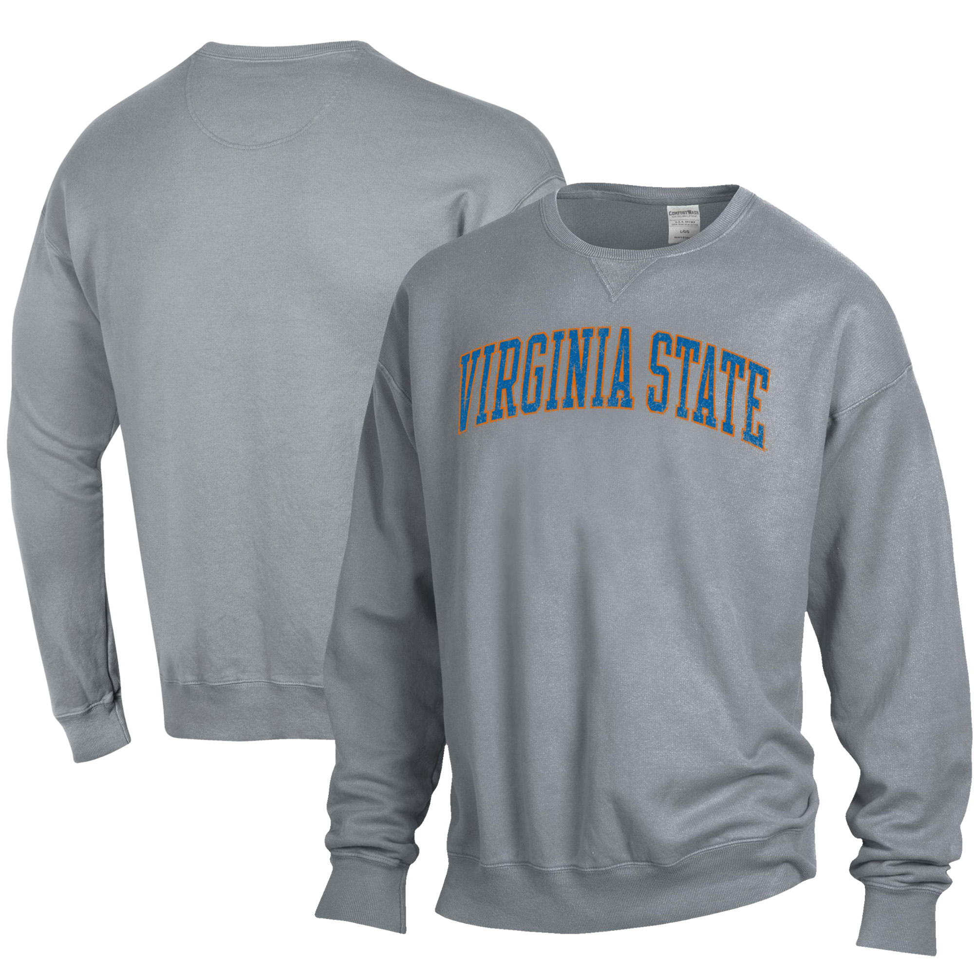 Men's ComfortWash Gray Virginia State Trojans Garment Dyed Pullover Sweatshirt - Image 2