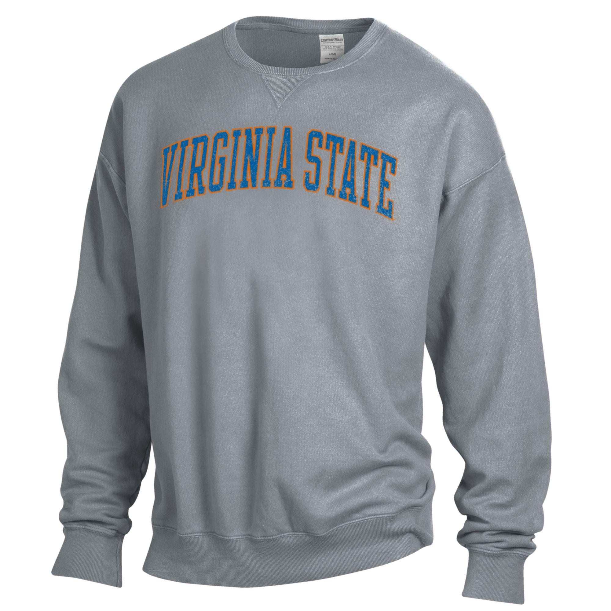 Men's ComfortWash Gray Virginia State Trojans Garment Dyed Pullover Sweatshirt - Image 6